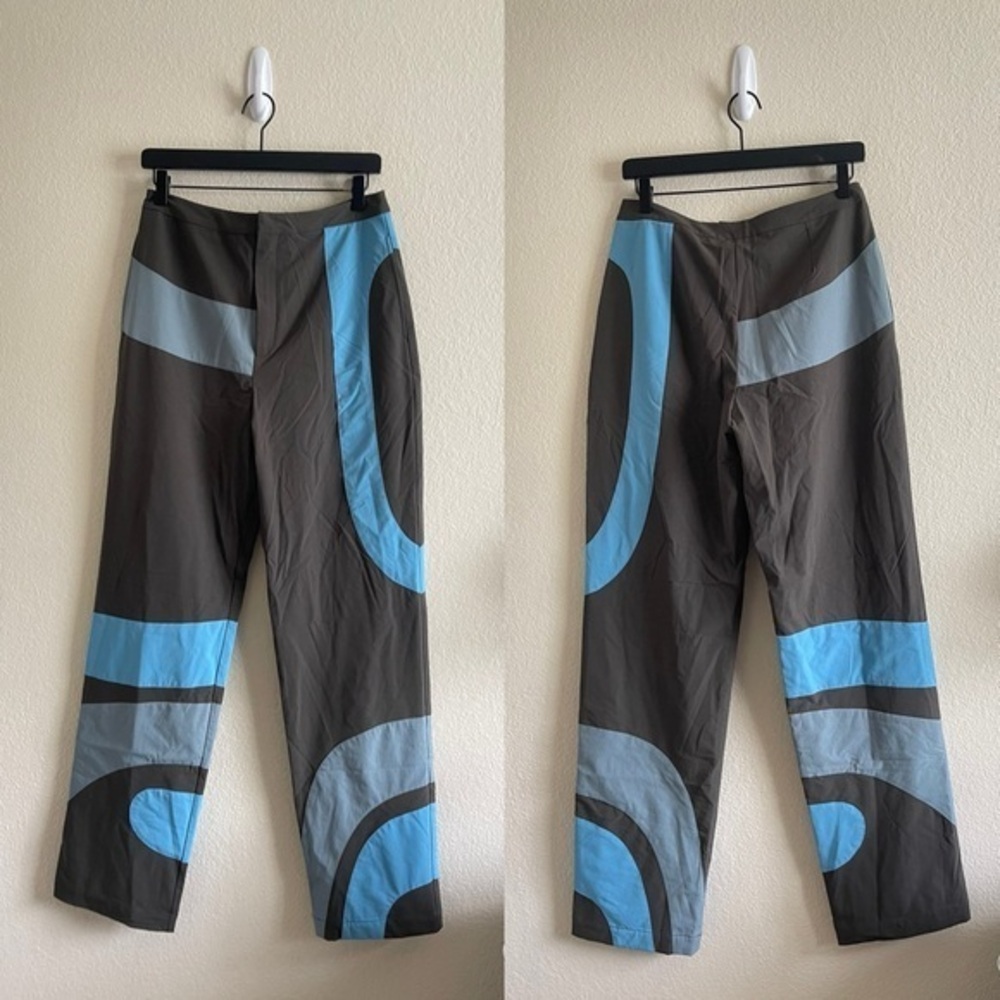 NWT Hosbjerg Doll Pants Blue Tone High Rise Straight Leg Pants Womens Size Small